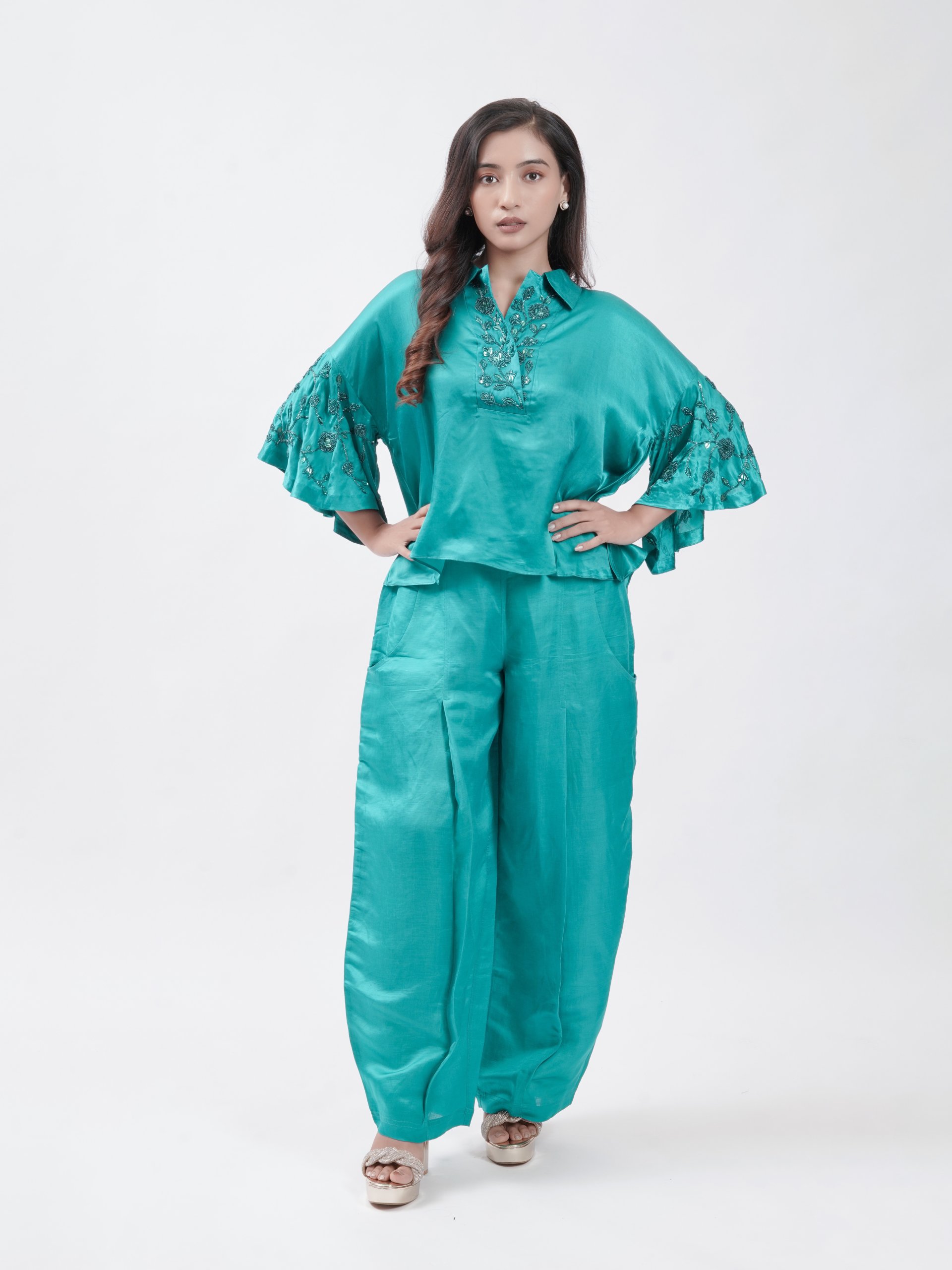 Ananda Blue Satin Dhoti