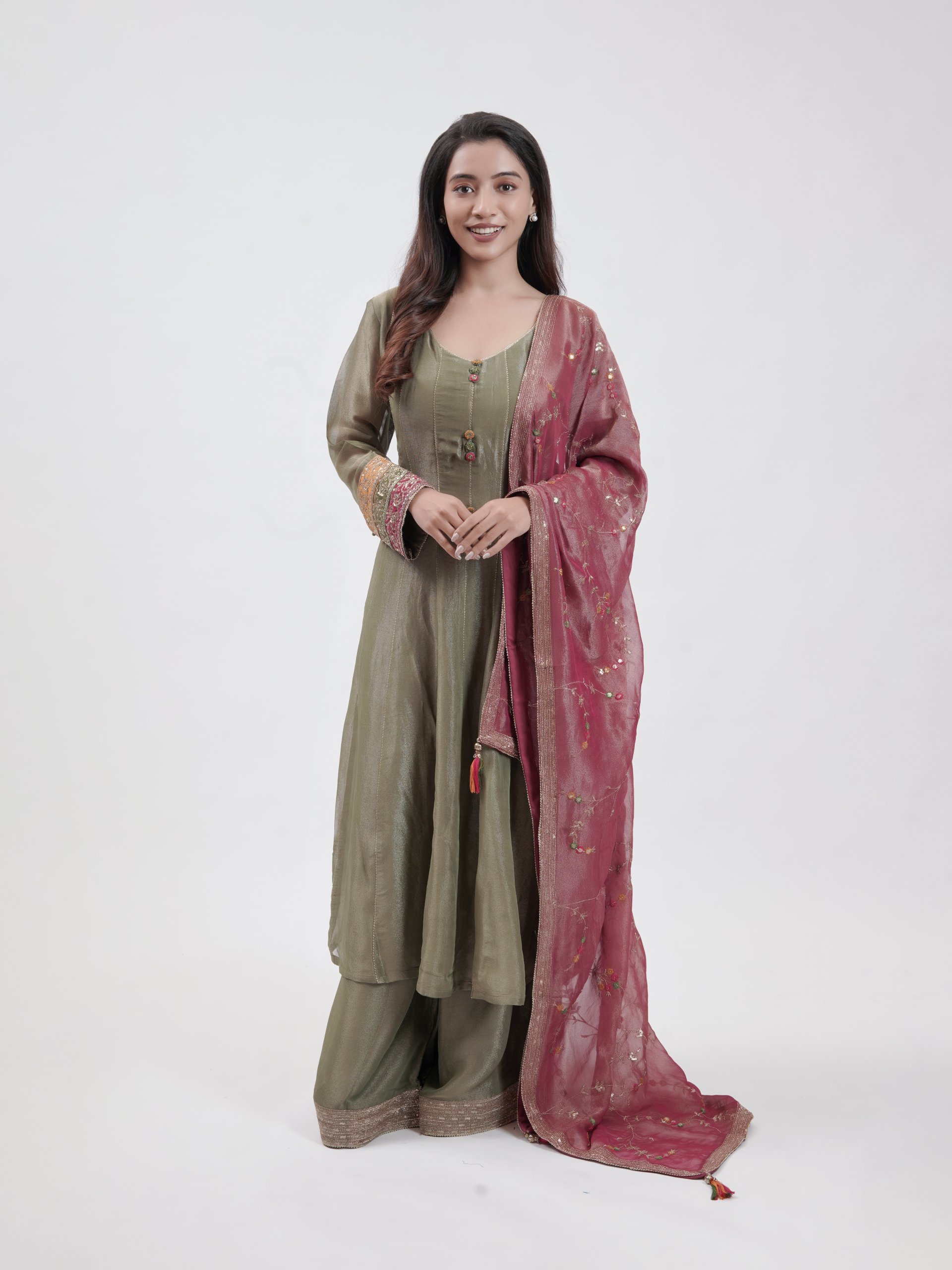 Olive Green Tissue Palazzo
