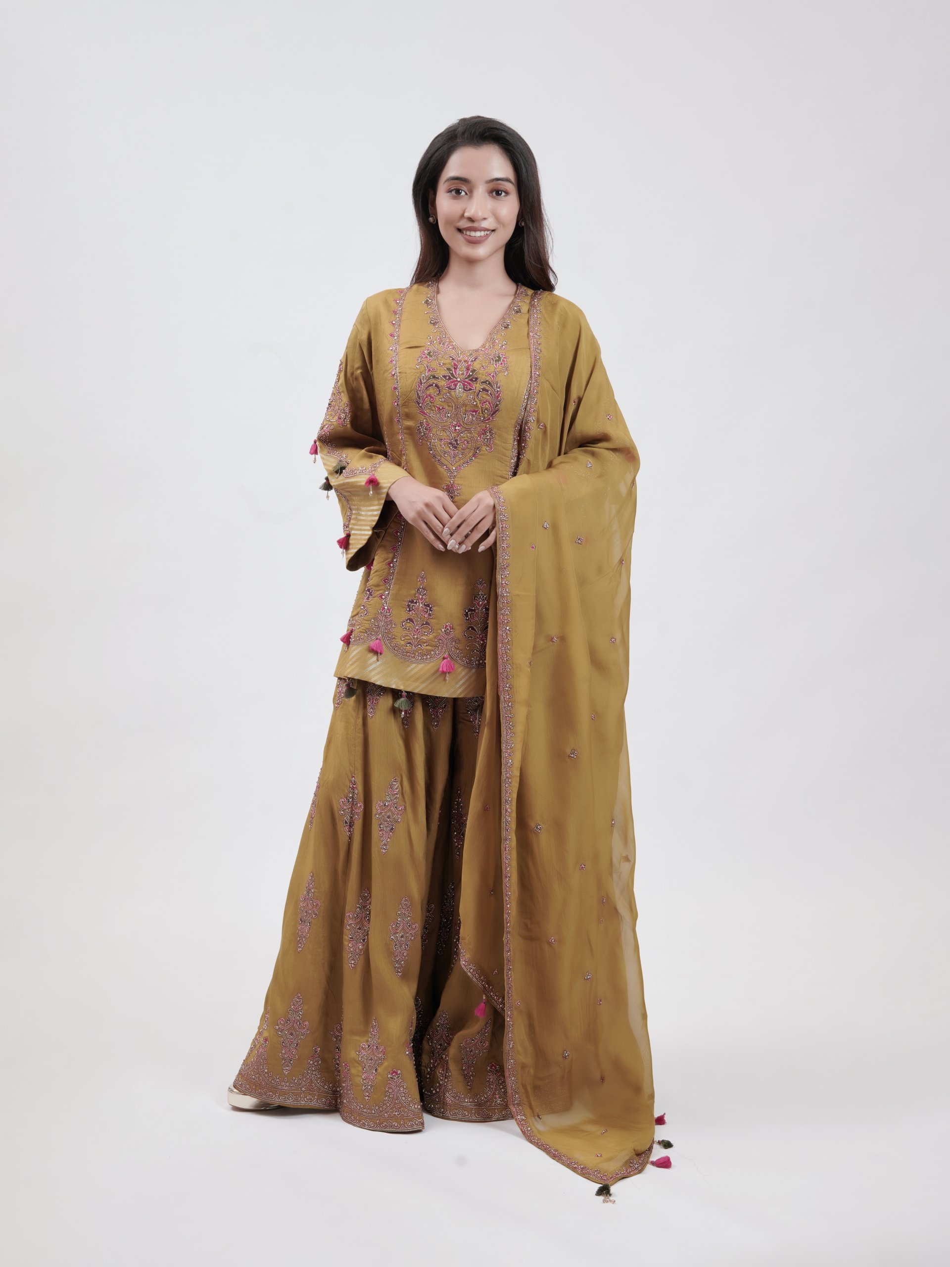 Mustard Yellow Chanderi Palazzo