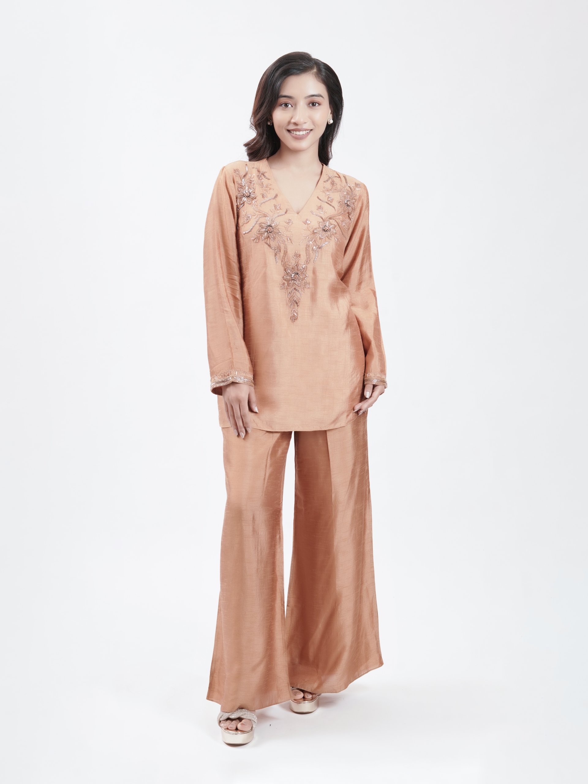  Caramel Raw Silk Palazzo
