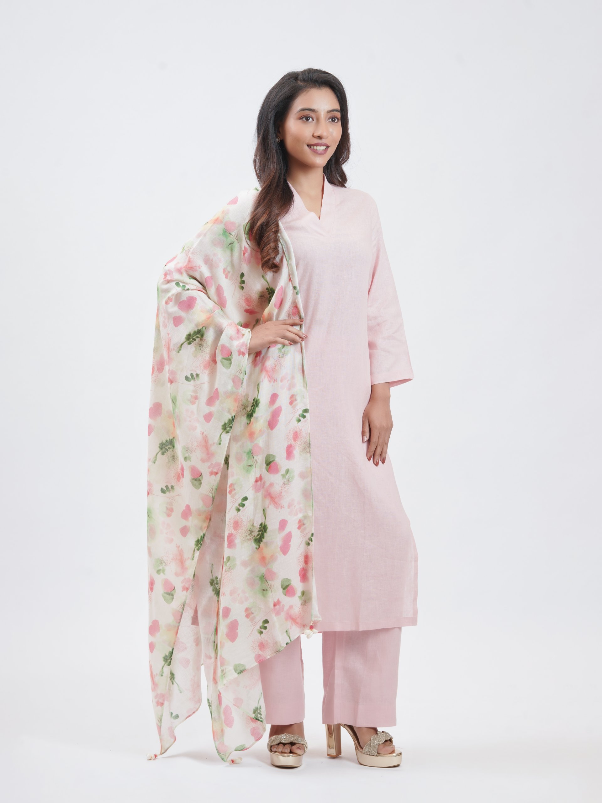 Baby Pink Linen Palazzo
