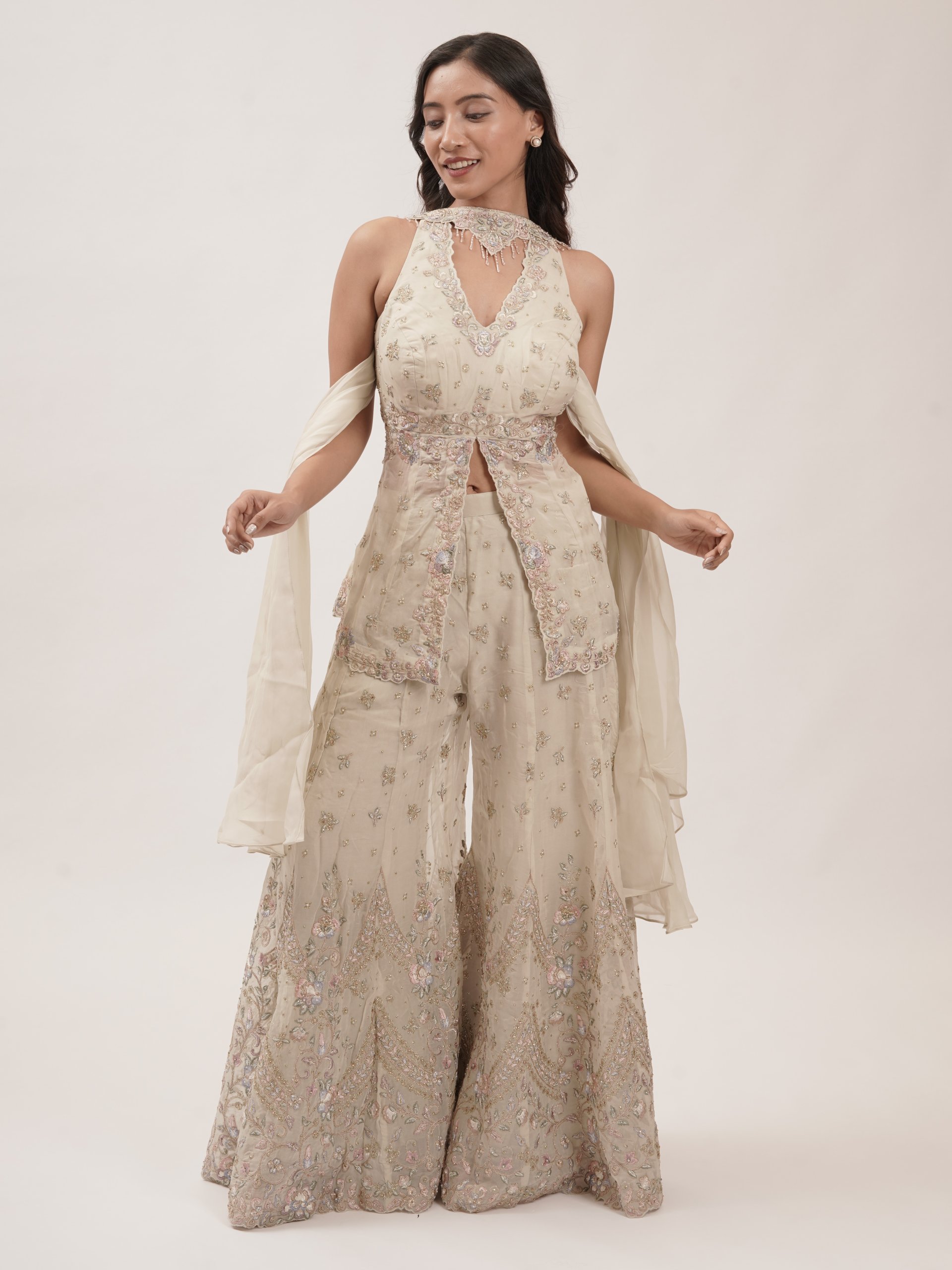 Half White Soft Organza Palazzo 