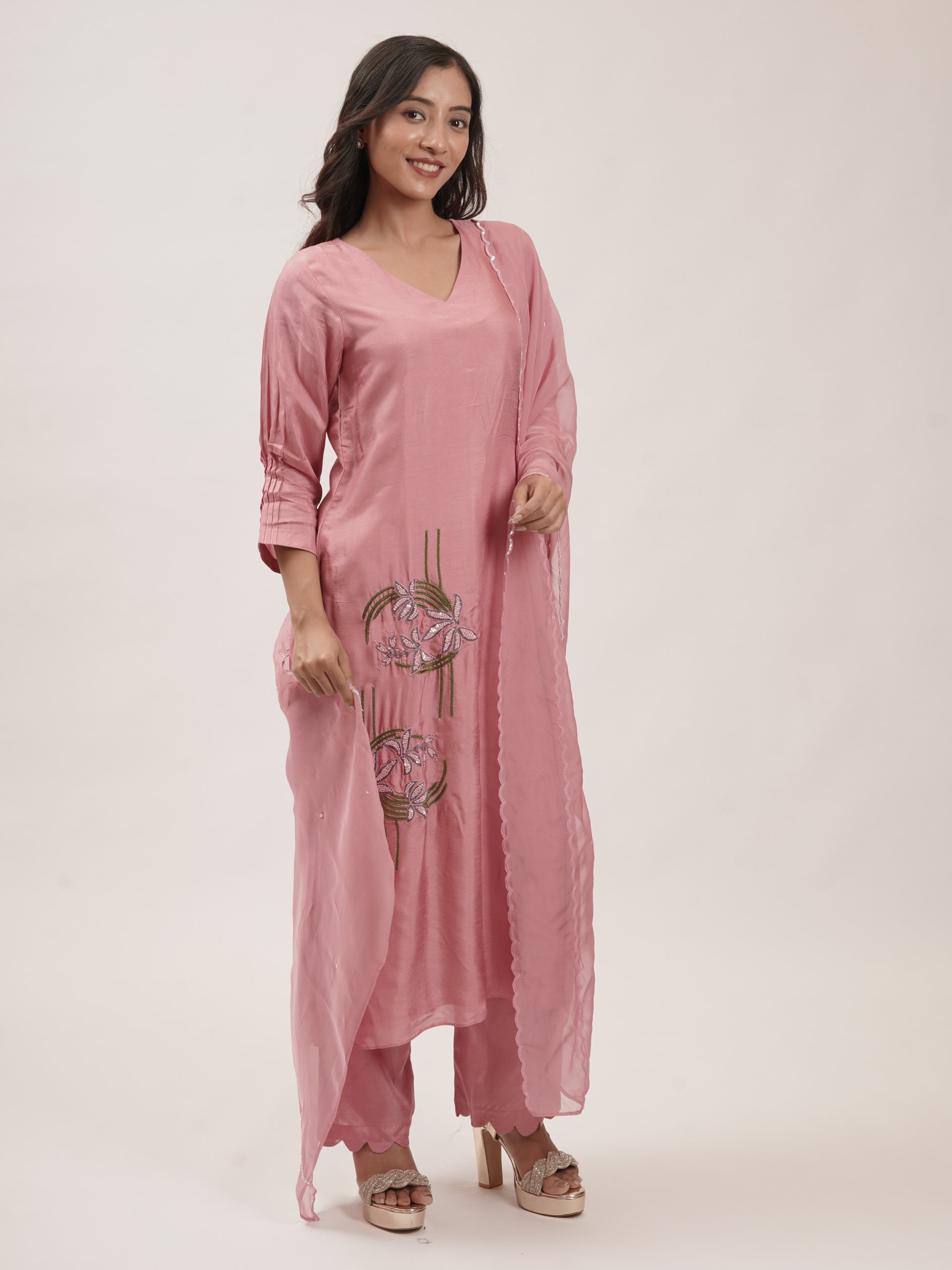 Pink Rayon Kurta Set
