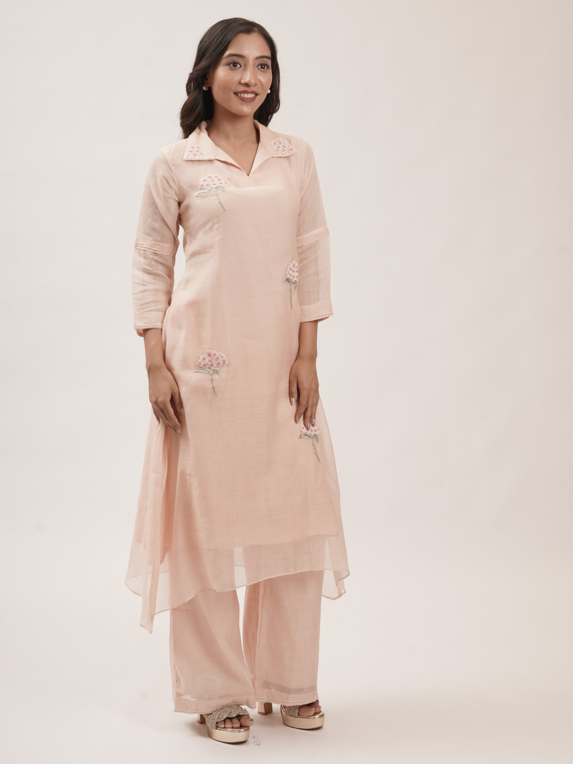Peach Chanderi Kurta 