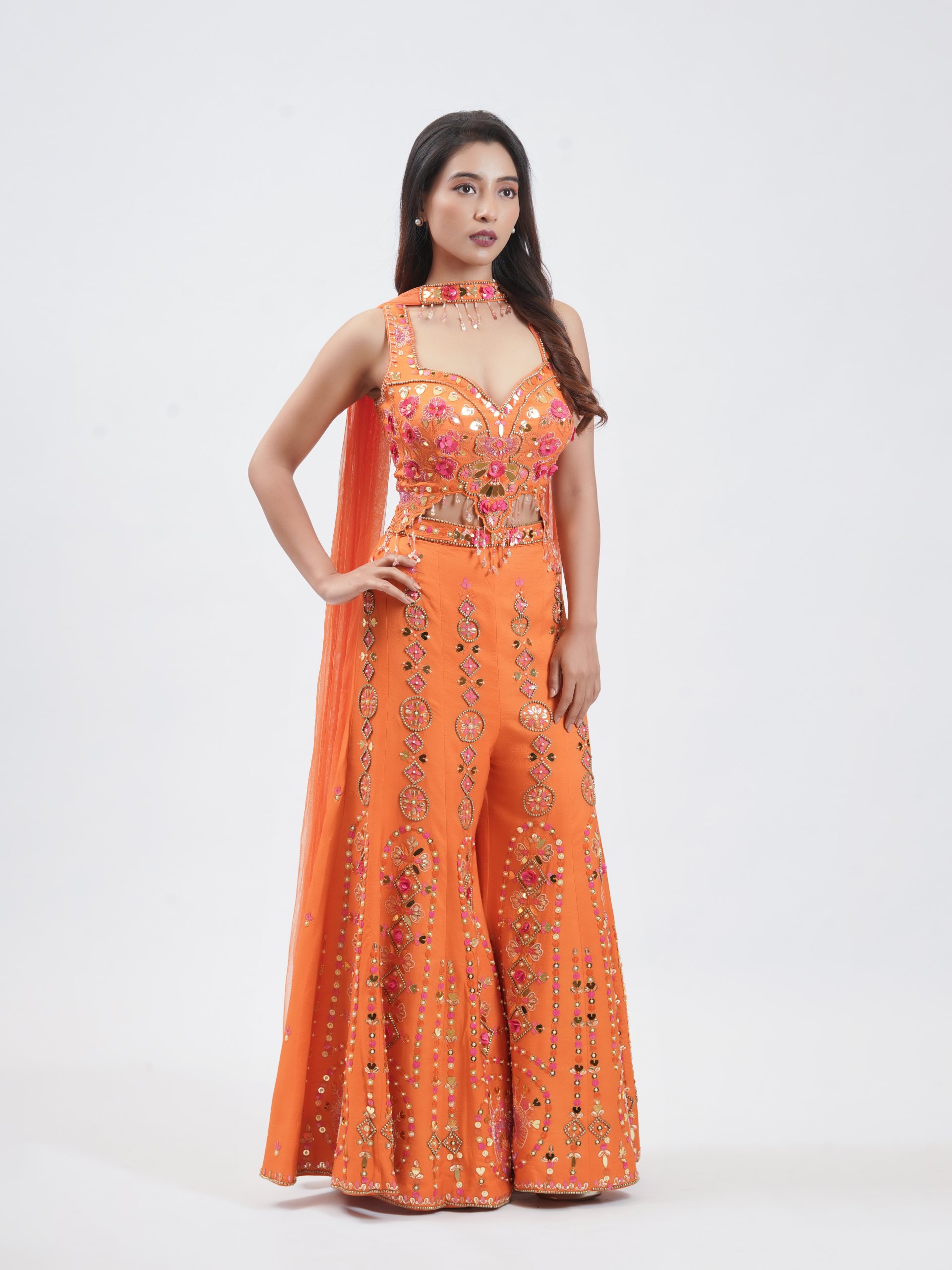 Pumpkin Orange Raw Silk Palazzo