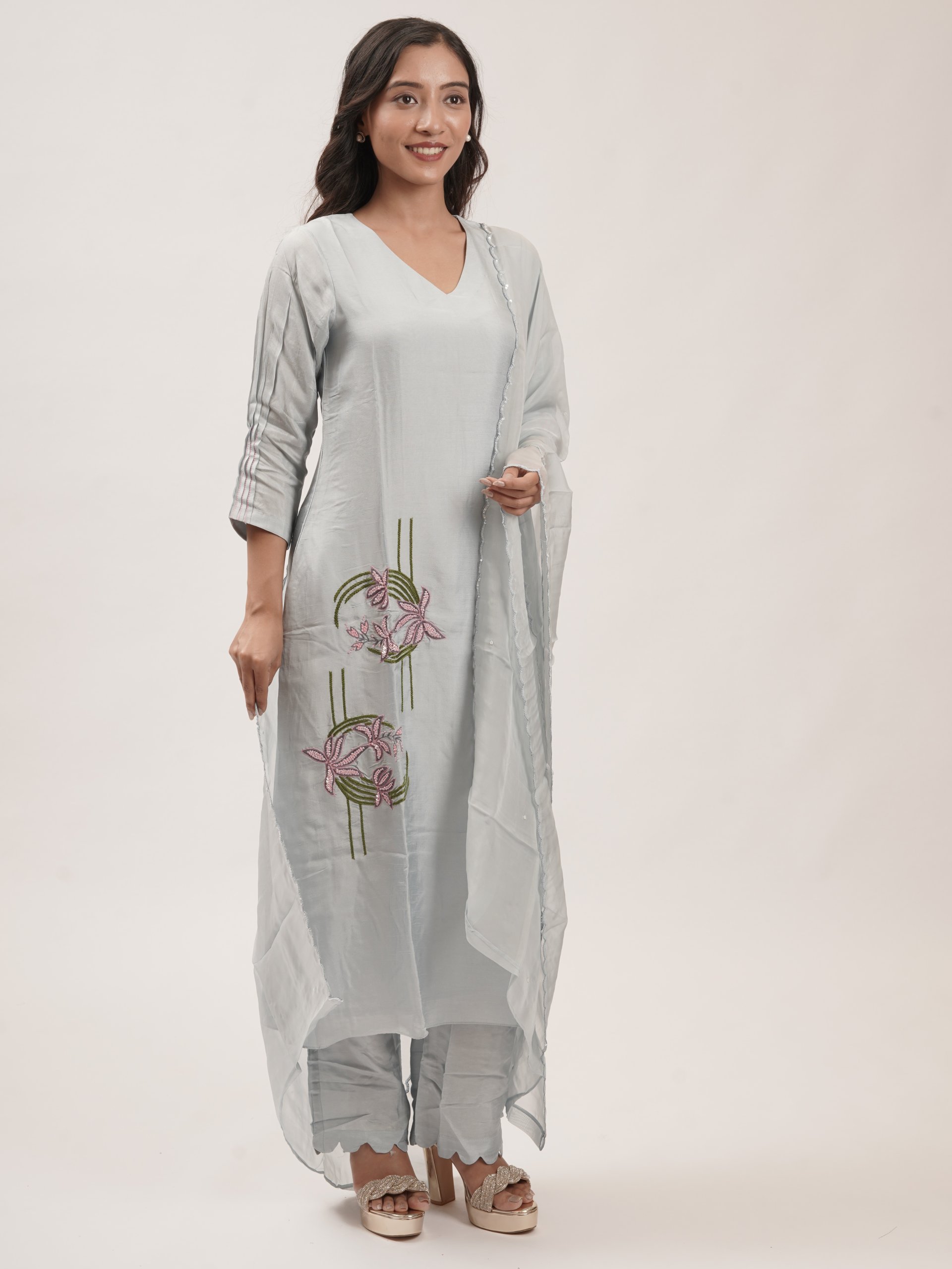Light Blue Rayon Kurta Set 
