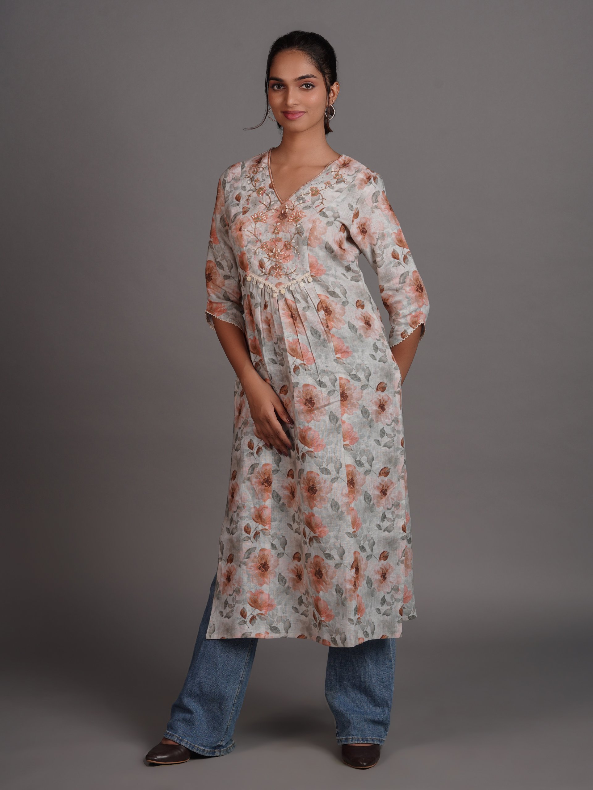 Light French Beige Linen Top 