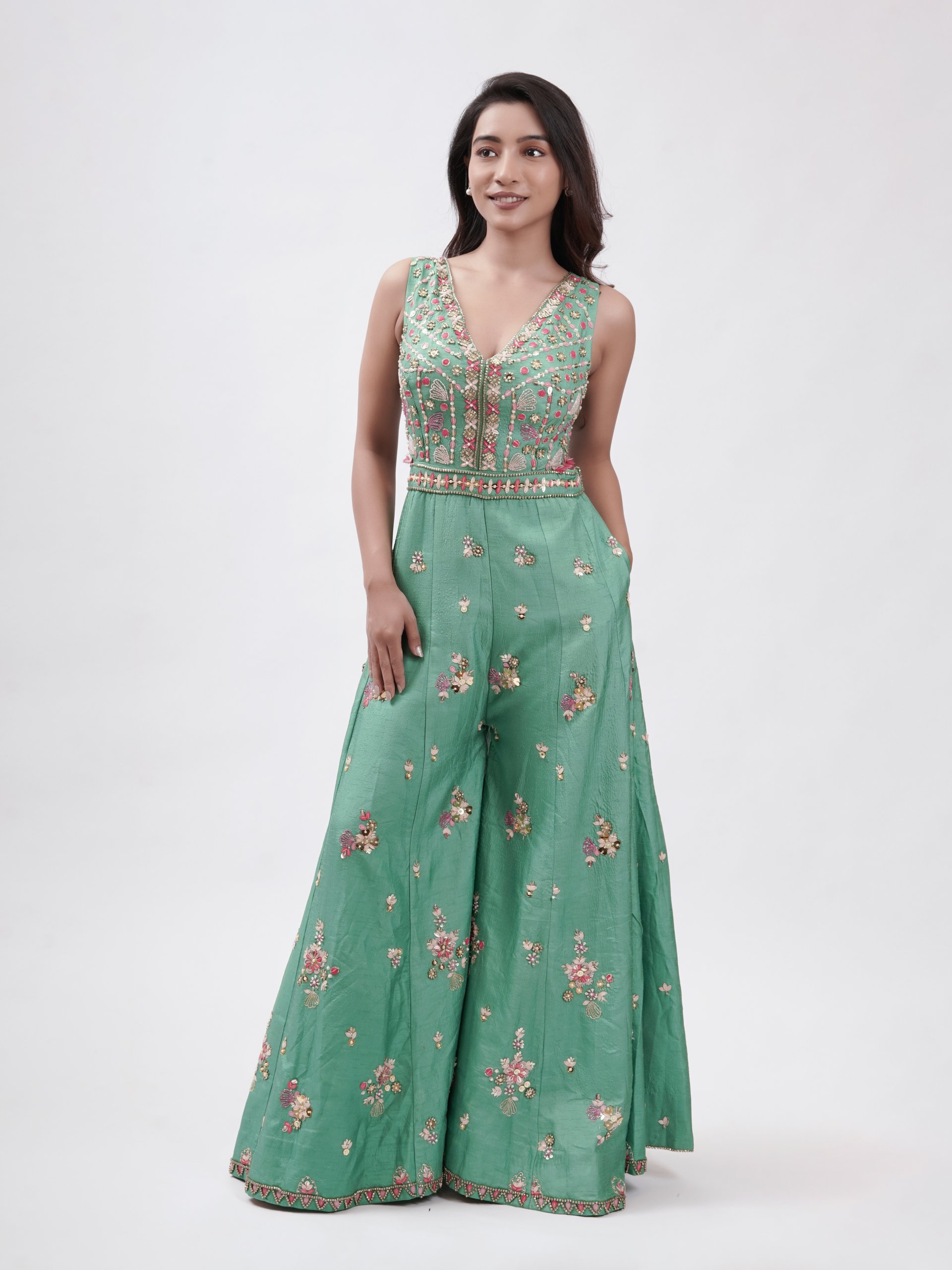 Forest Green Raw Silk Top