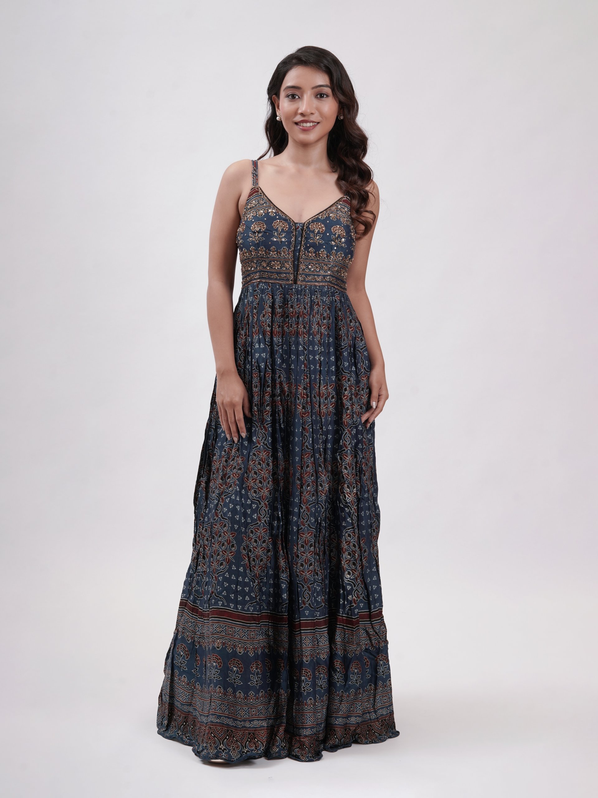 Modal Silk Printed Anarkali Set 