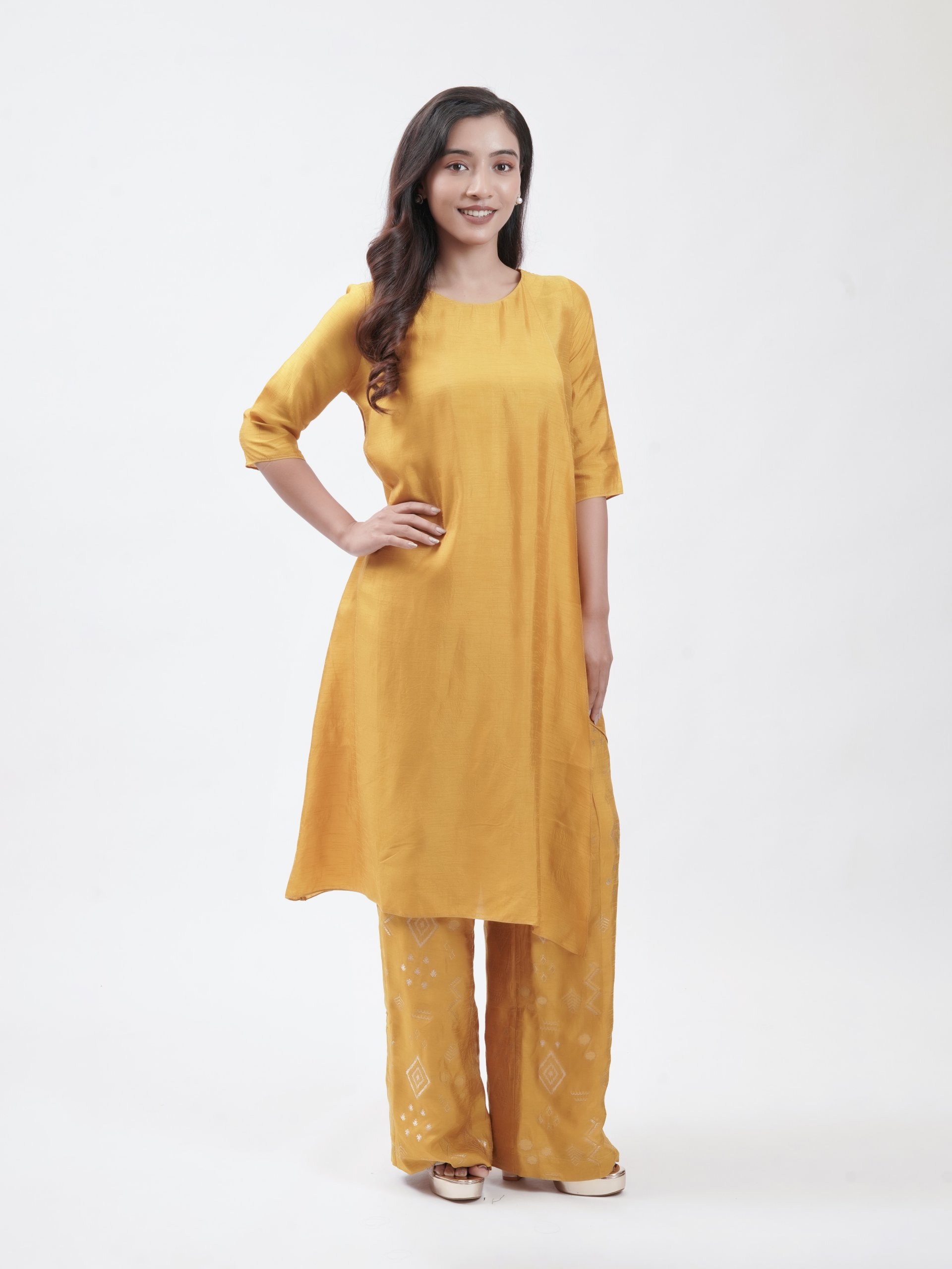 Lemon Yellow Raw Silk Kurta
