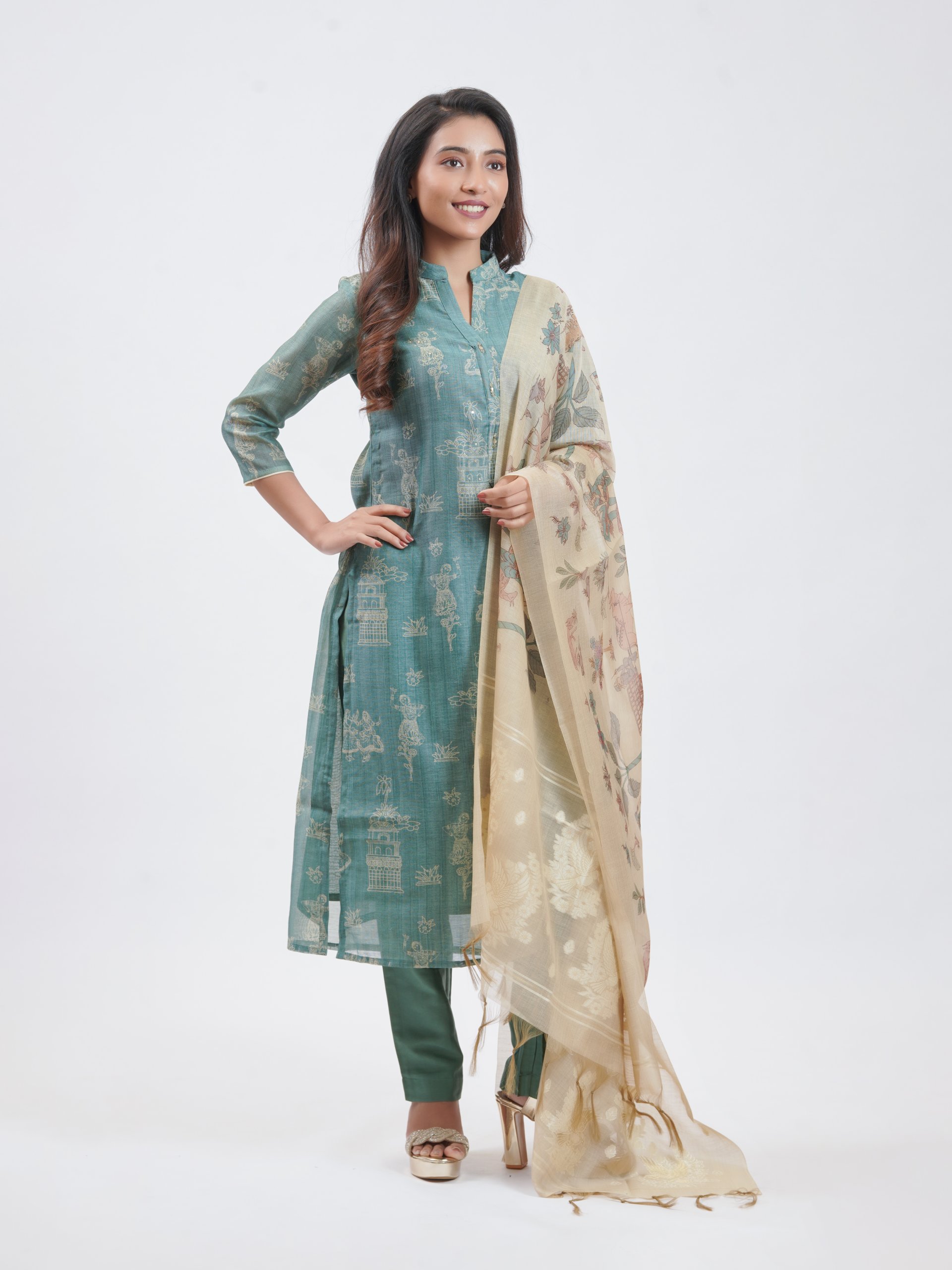 Sage Green Chanderi Palazzo
