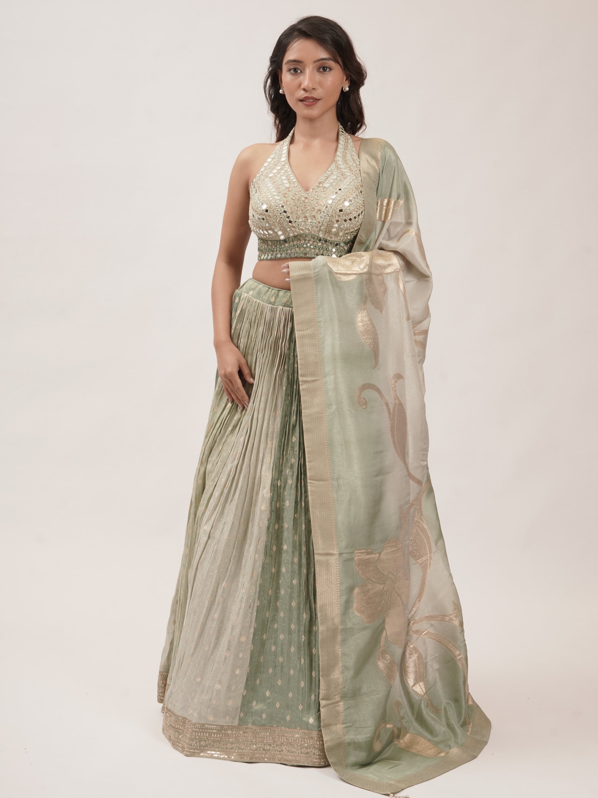 Mint Green Tissue Lehenga 