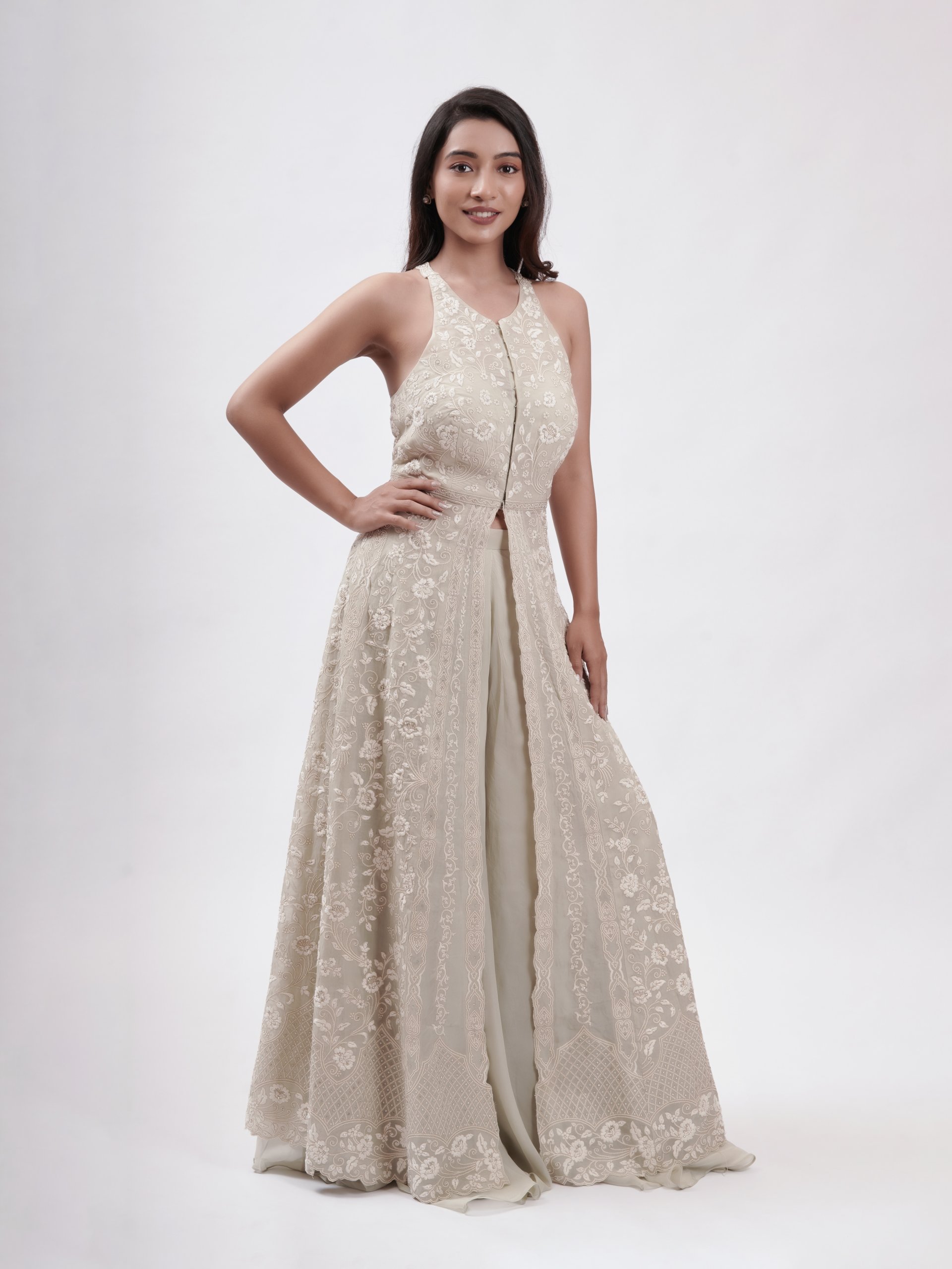 Sage Green Organza Palazzo 