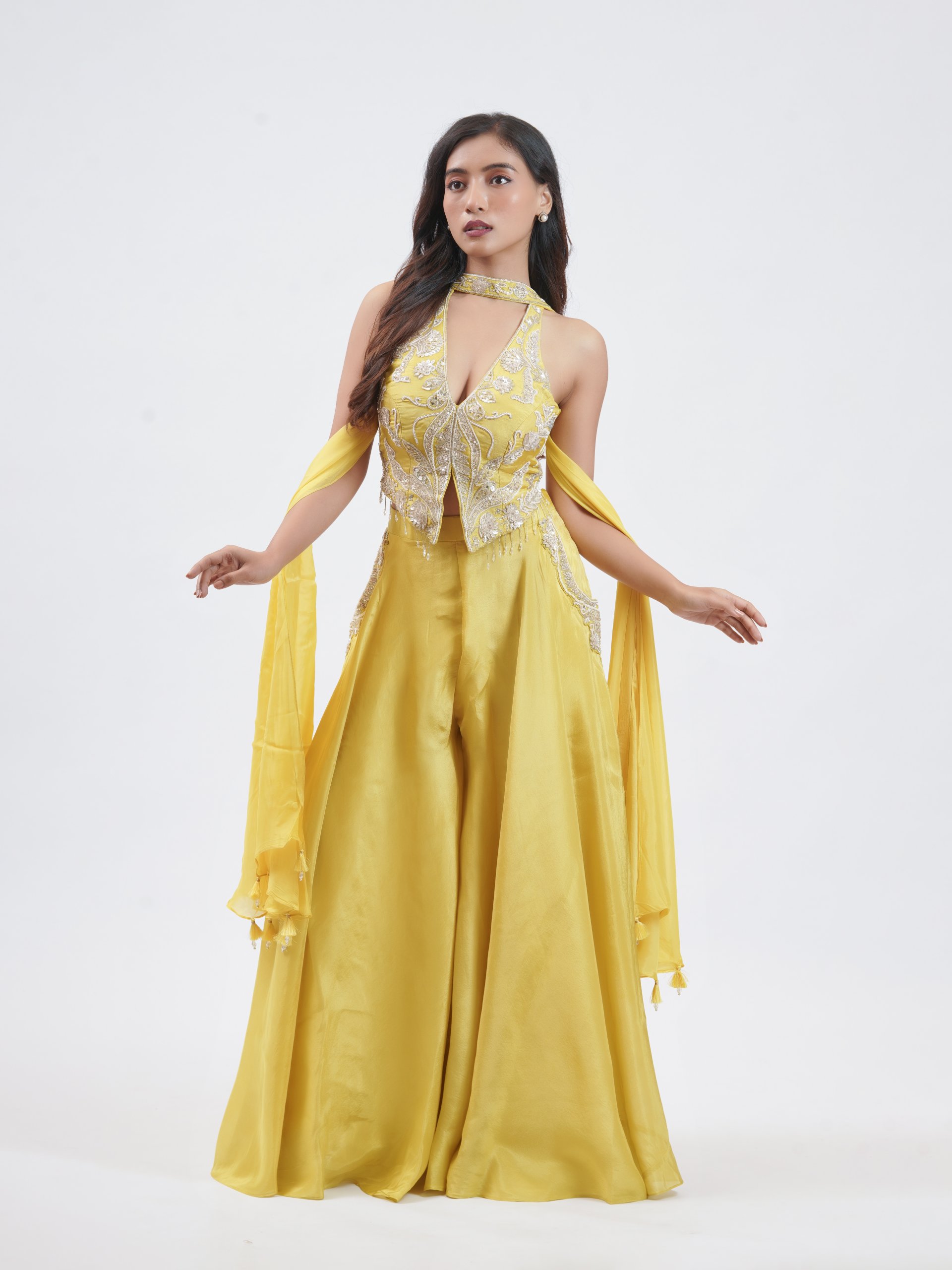 Lime Yellow Tissue Palazzo