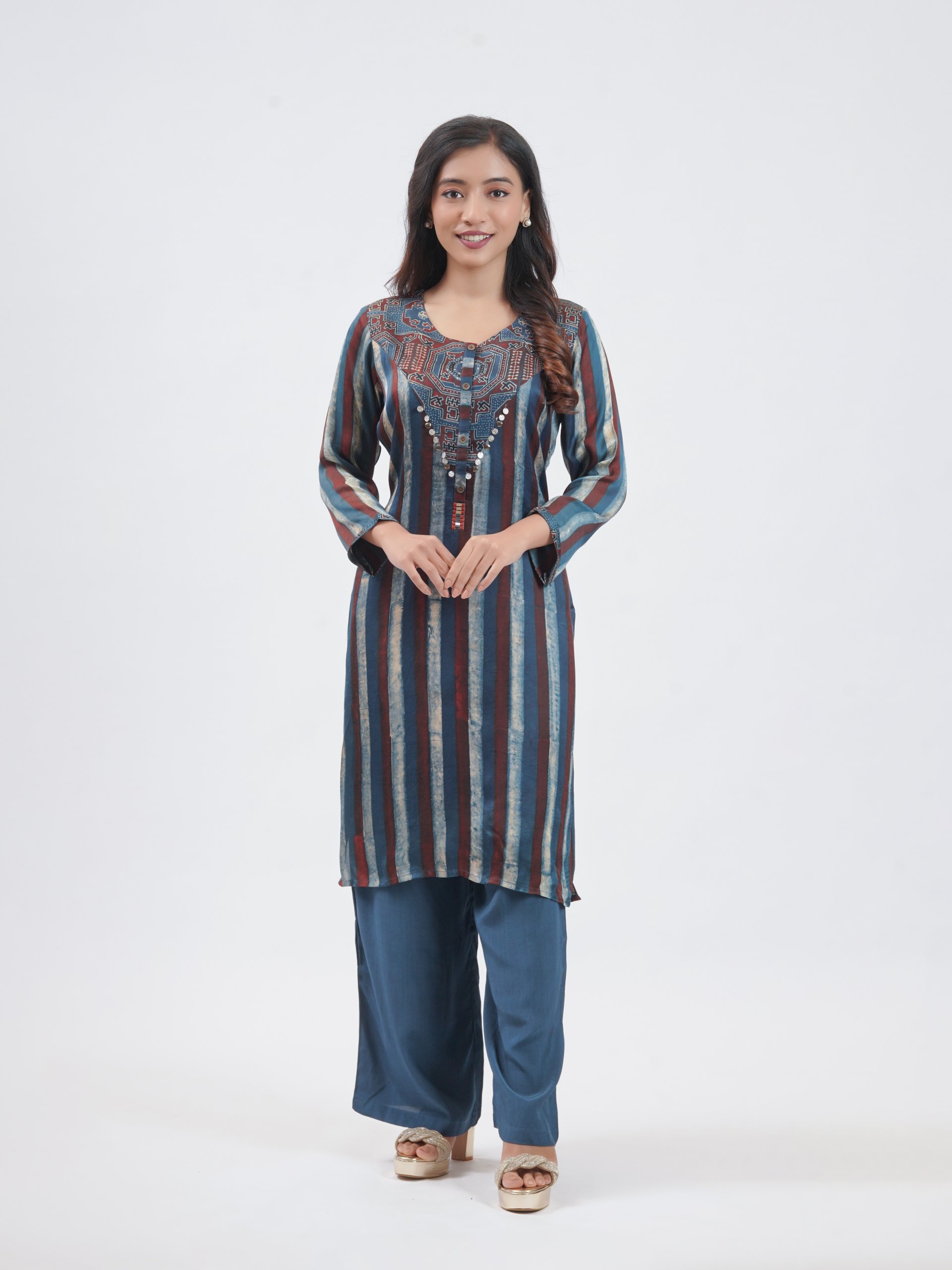 Indigo Blue Modal Silk Salwar Set 