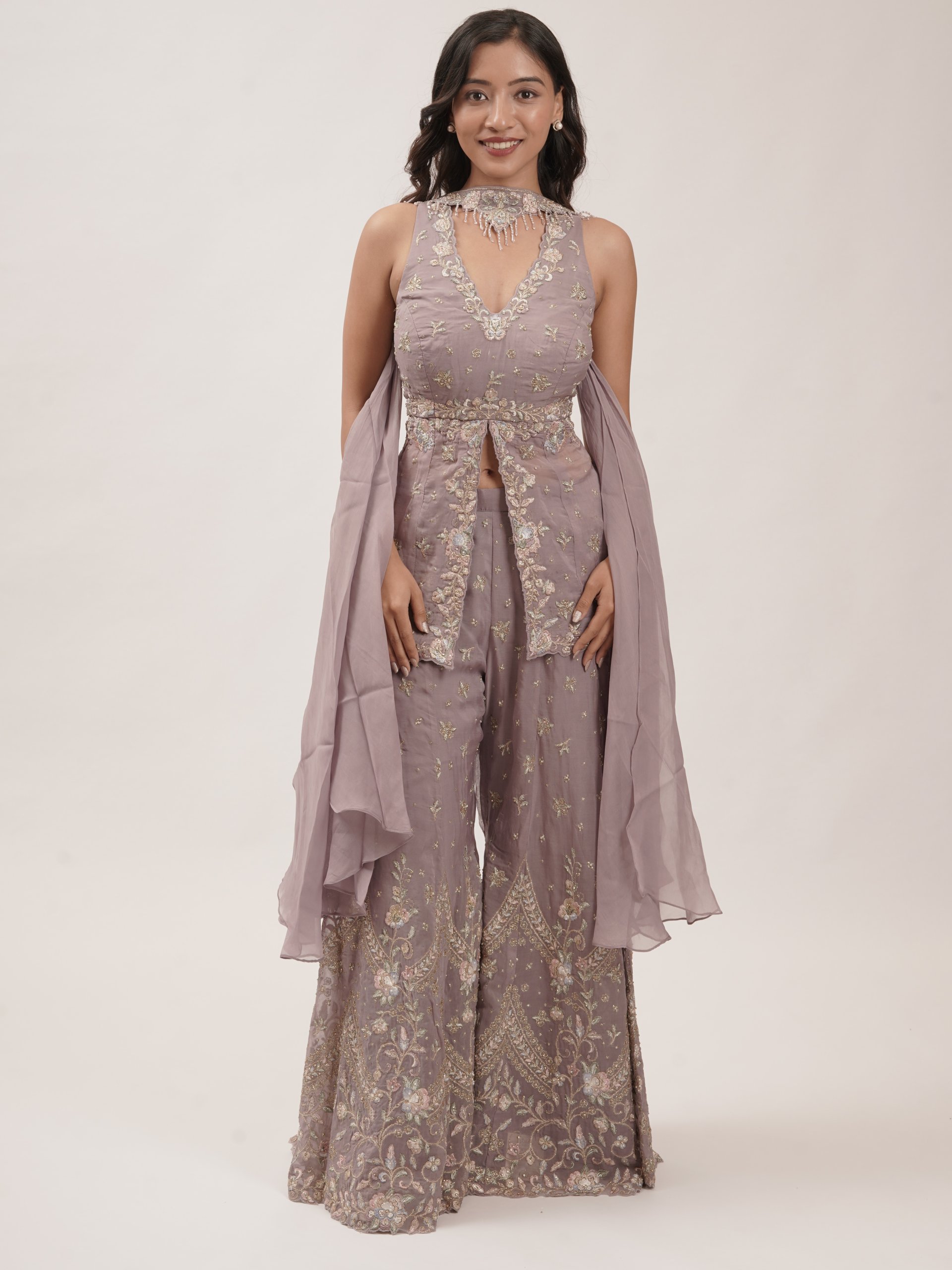 Lavender Soft Organza Palazzo Set 