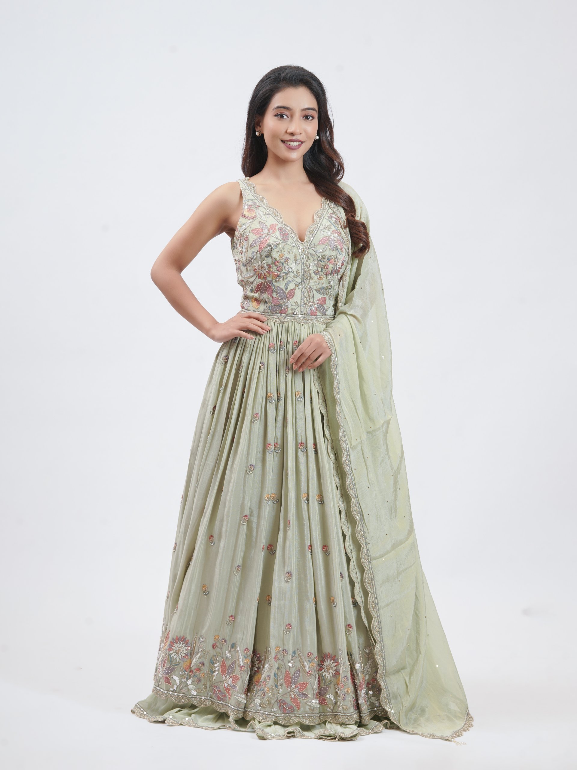 Mint Green Tissue Party Gown