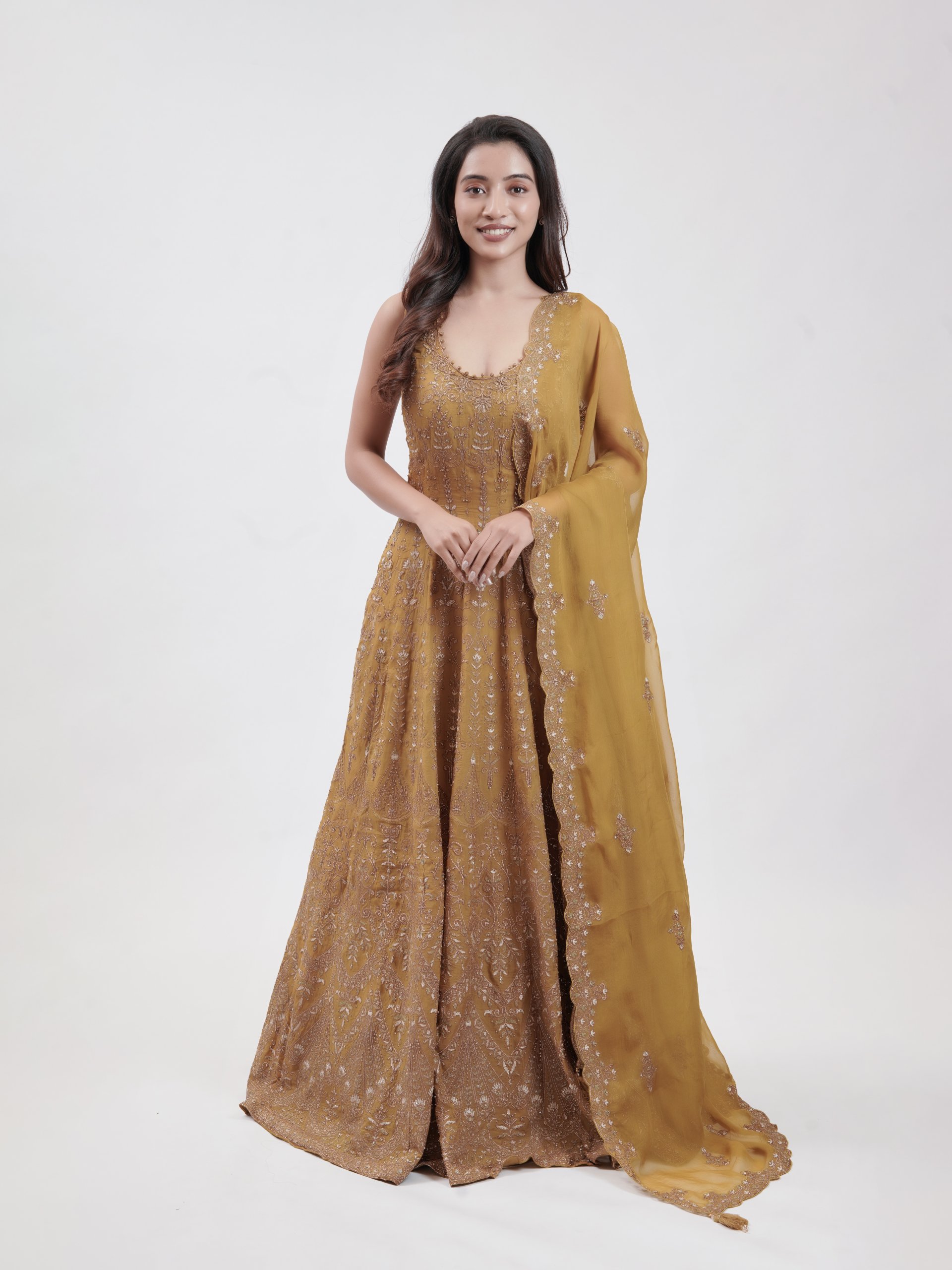 Mustard Mul Embroidered Palazzo 