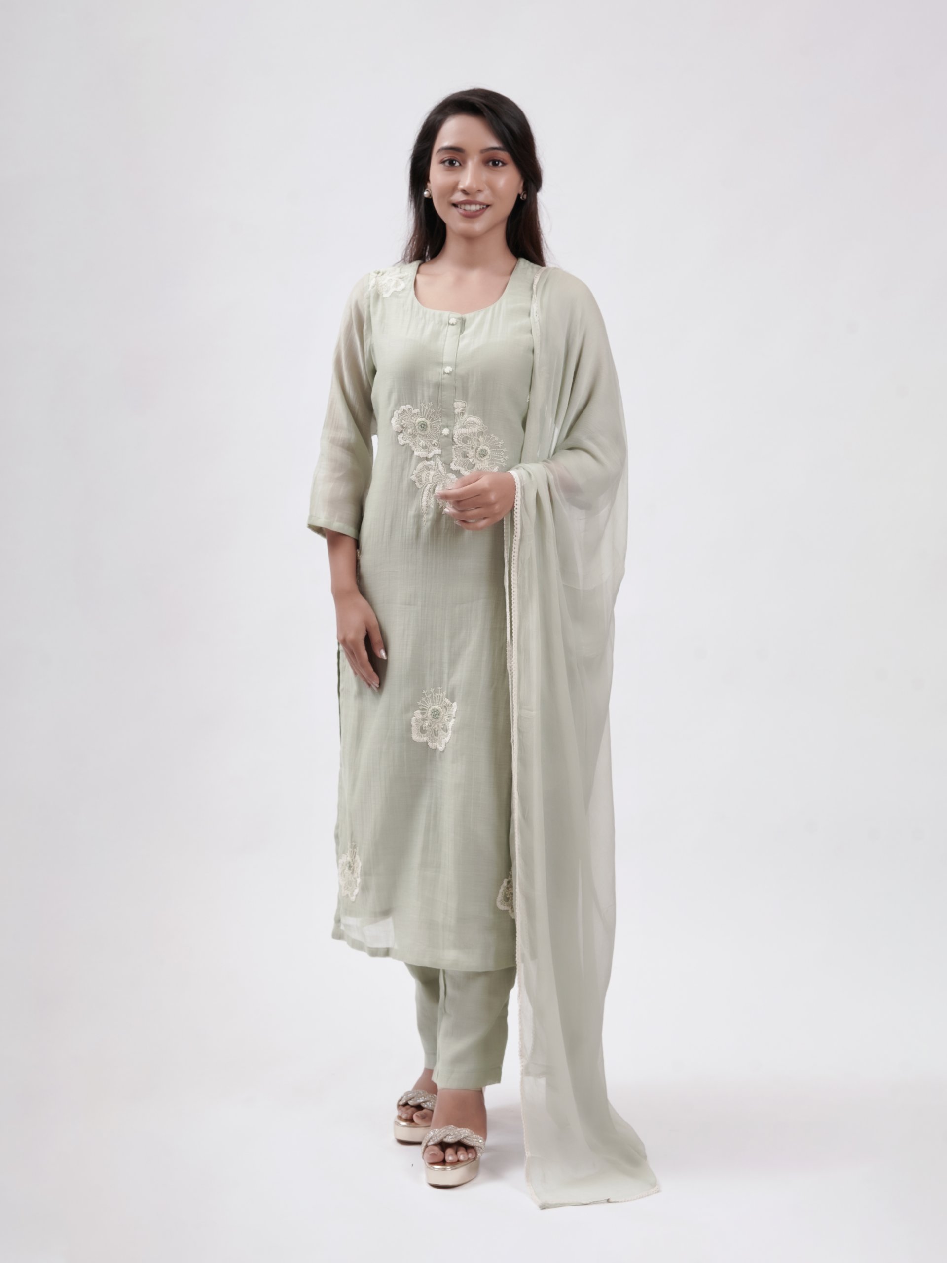 Mint Green Mul straight pant