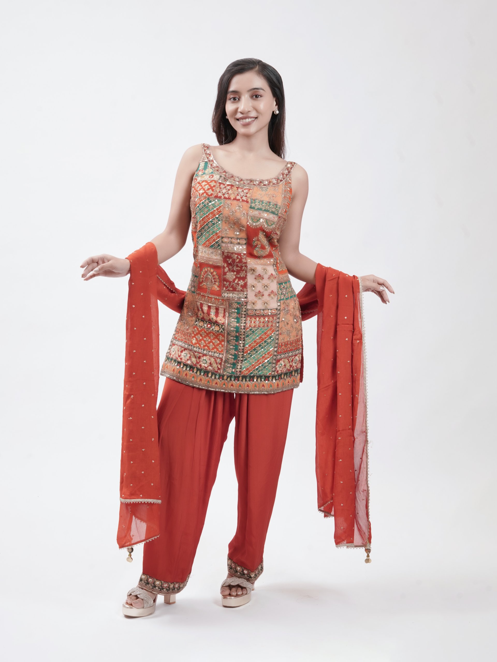 Flame Orange Georgette Palazzo