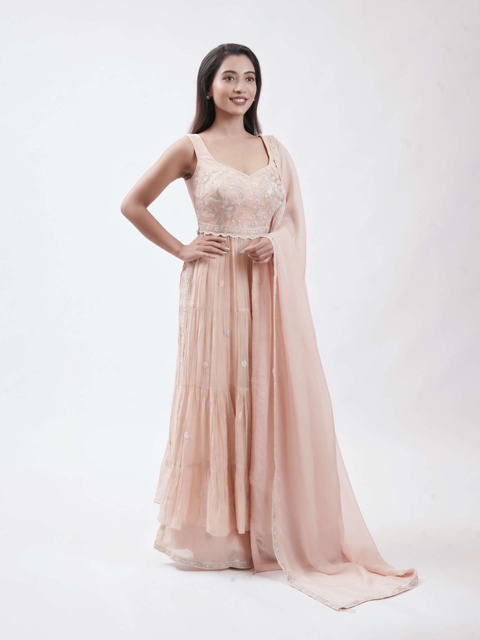 Peach Mul Naira Cut Palazzo