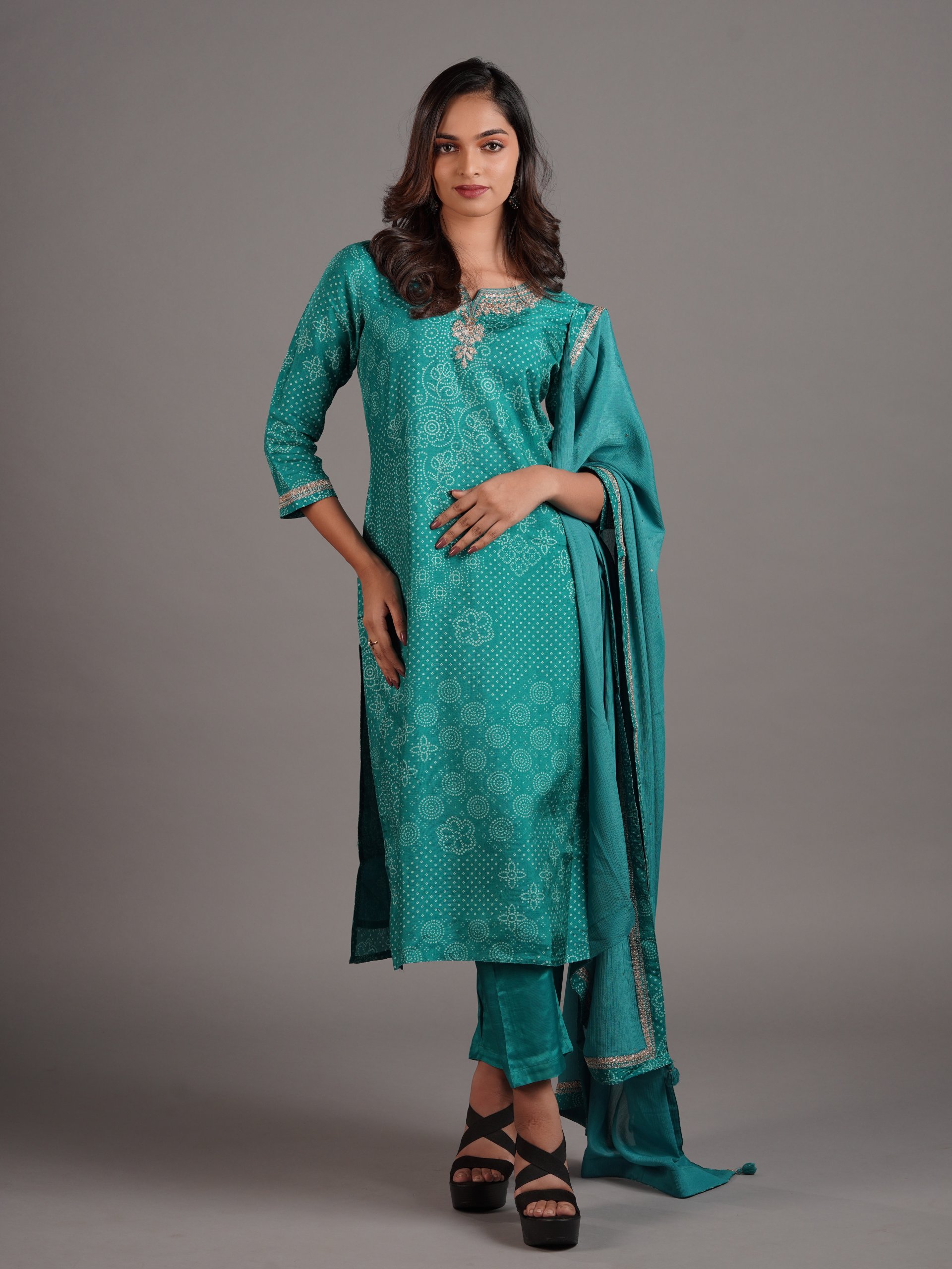 Teal Green Ethnic Suit Set