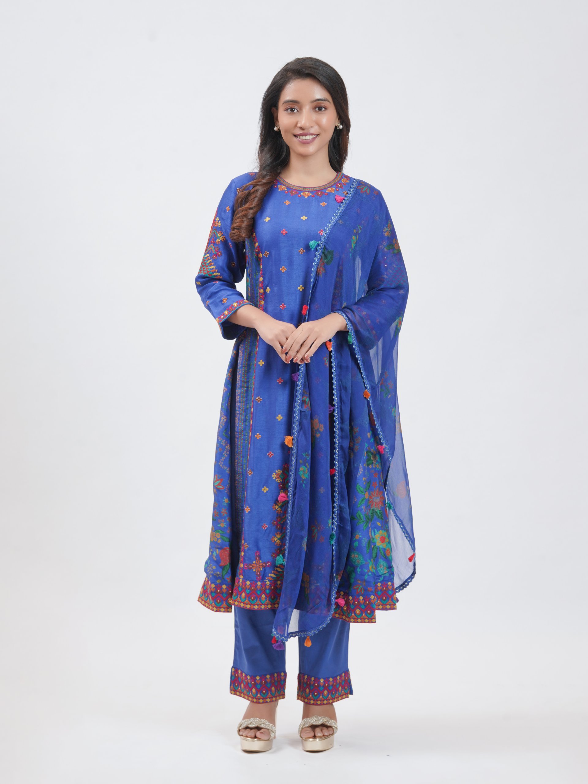 Pepsi Blue Raw Silk Straight pant