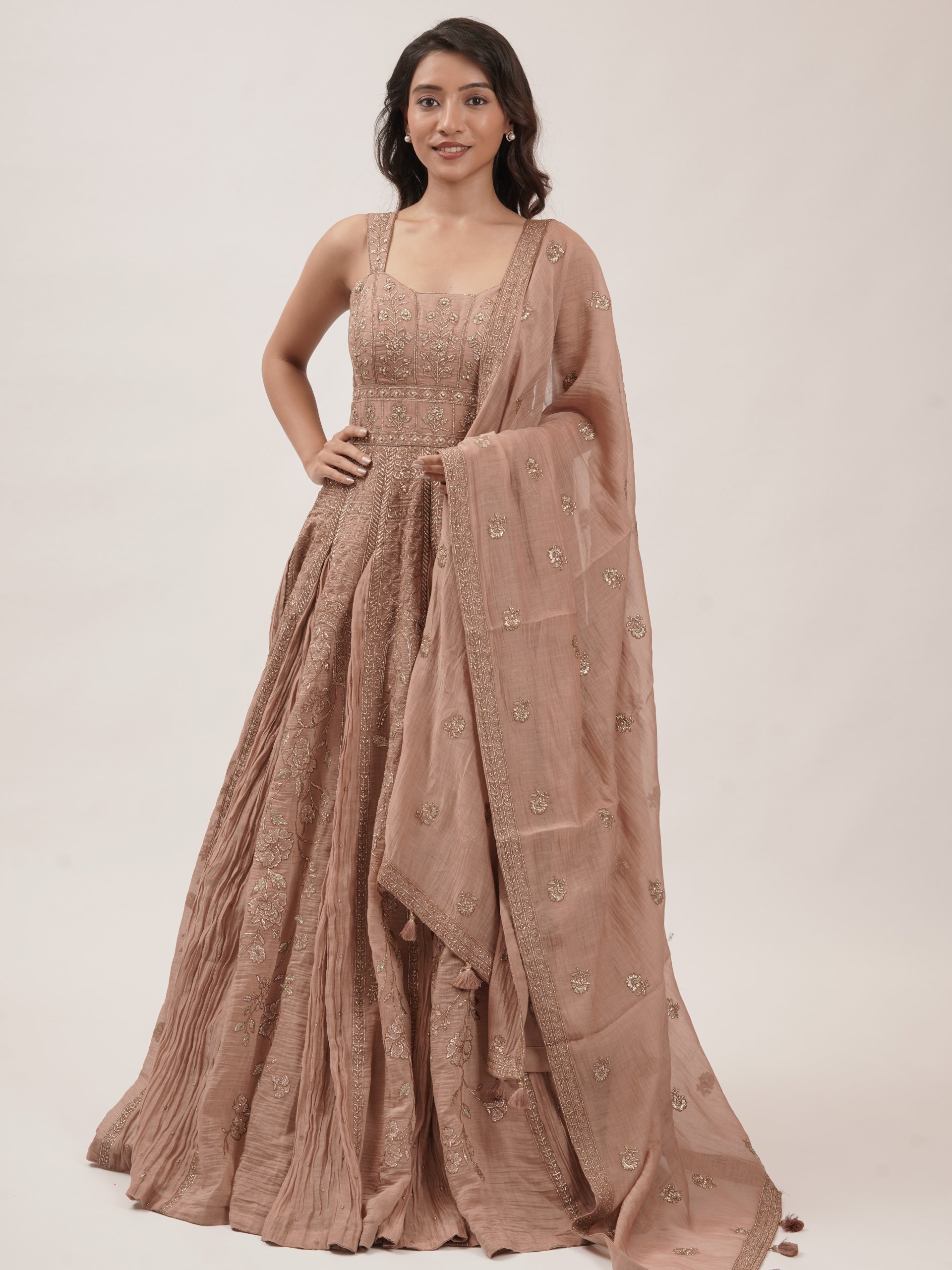 Peach Mul Anarkali