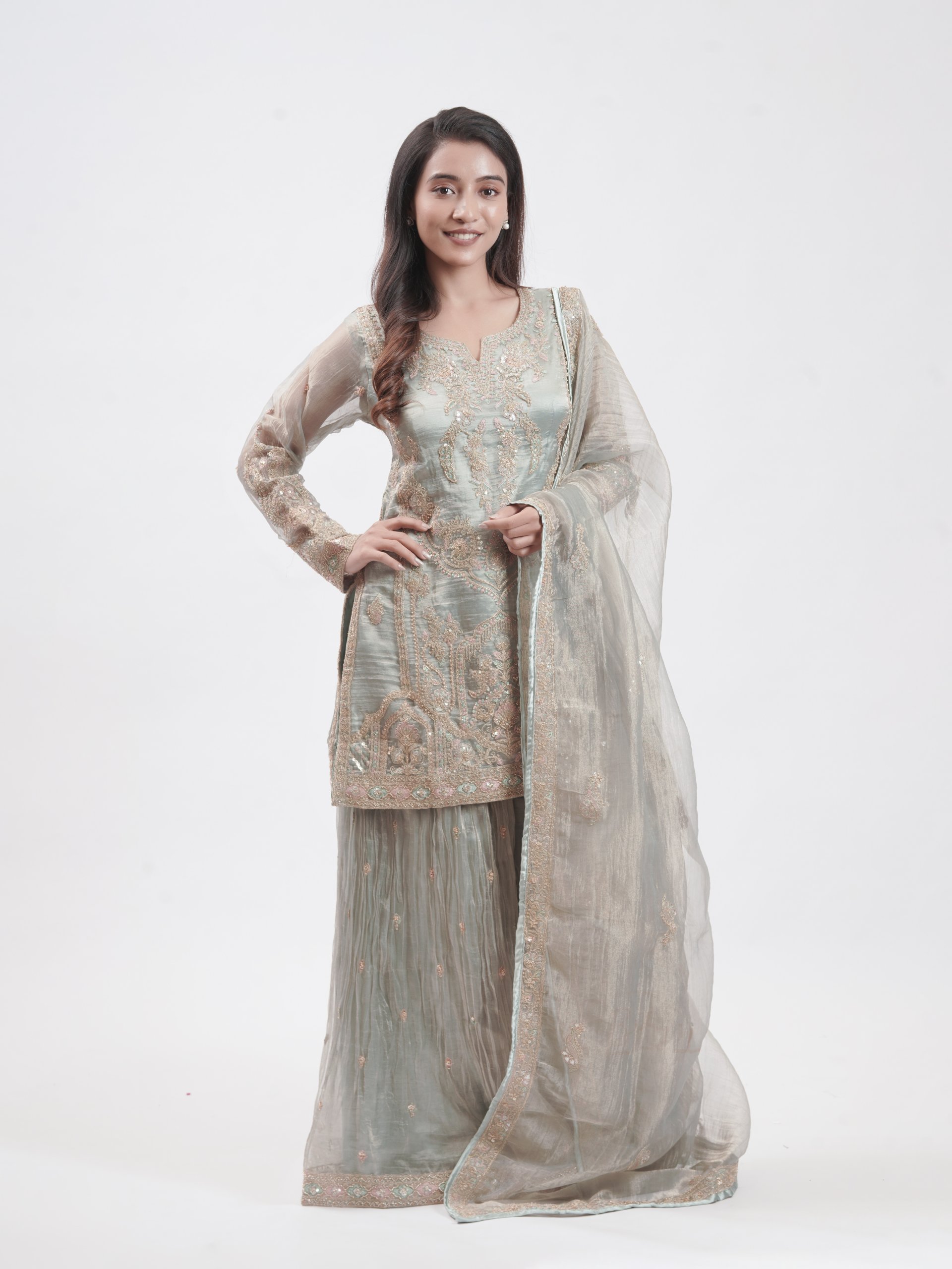 Light Blue Organza Tissue Palazzo  